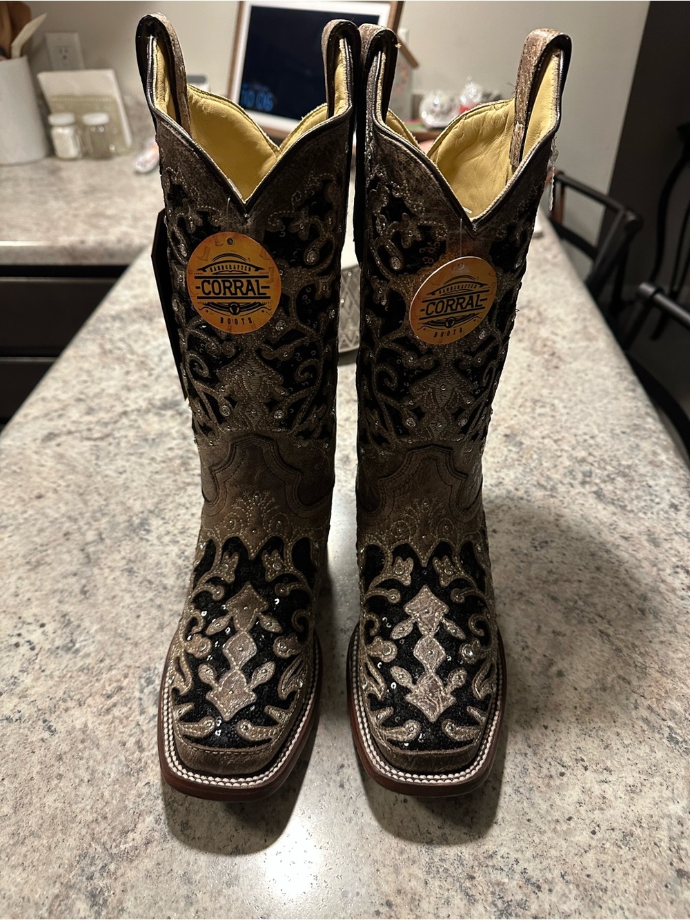 Corral Black and Brown Embellished Western Boots